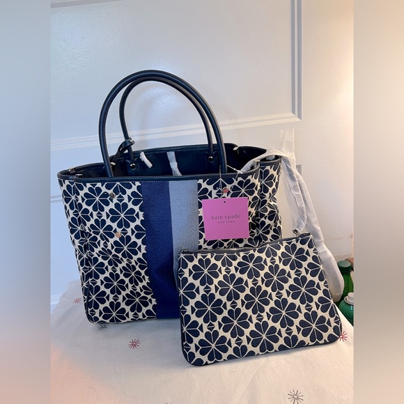 Kate Spade Blue and White Floral Everything Medium Tote - Picture 1 of 11